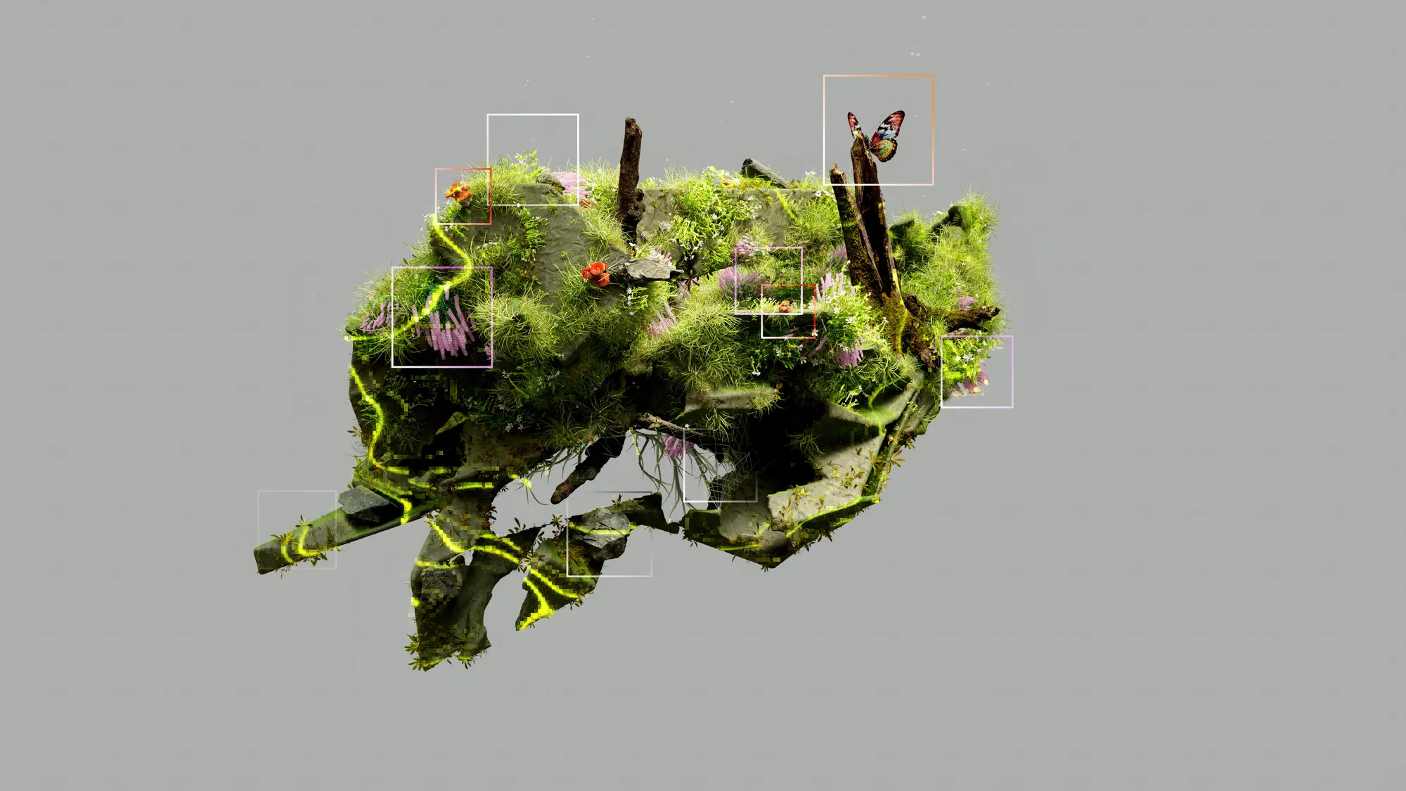 Grüne Insel als Symbol für nachhaltige Technologie